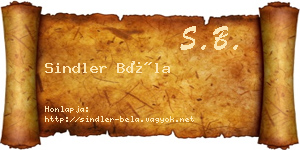Sindler Béla névjegykártya